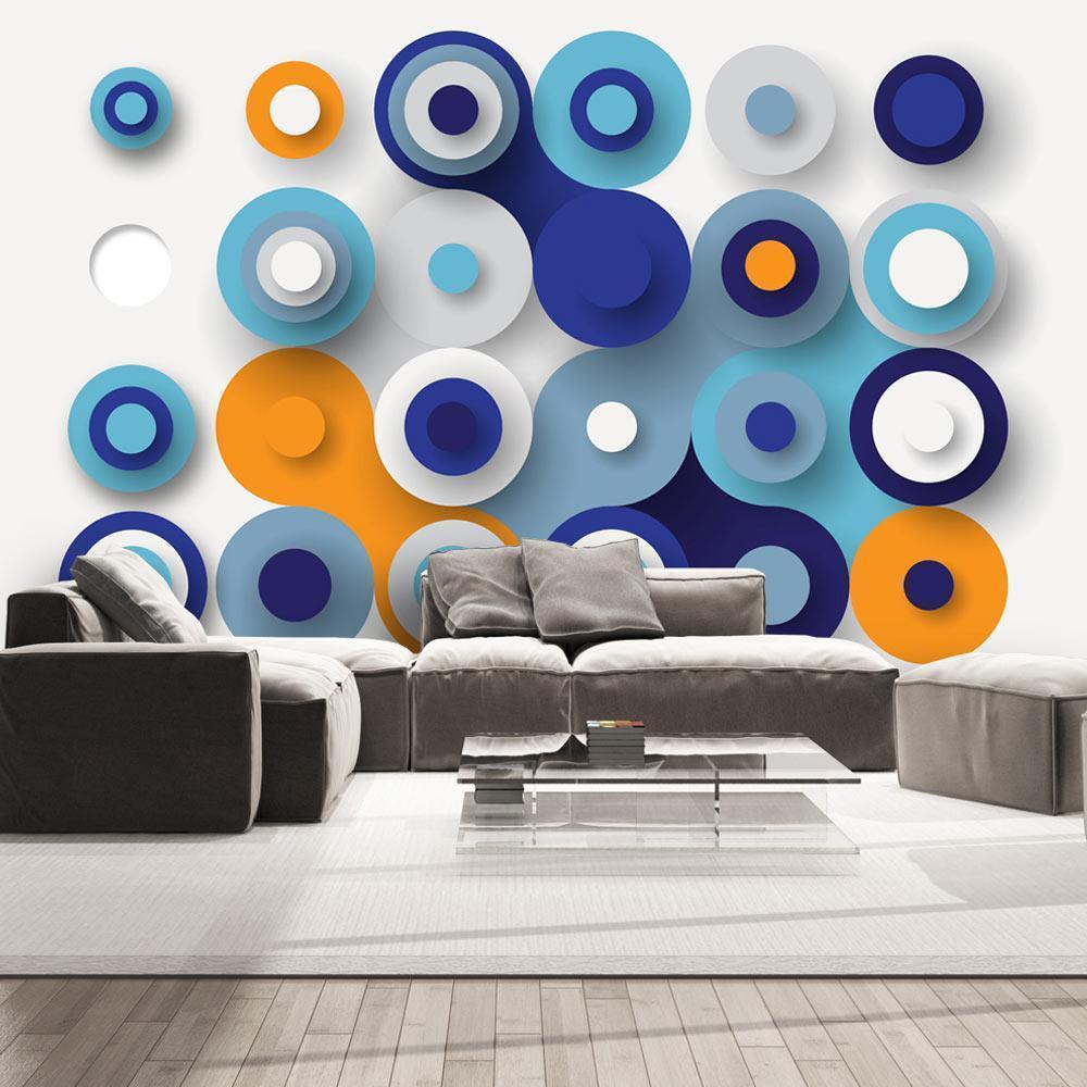 Wall Mural - Geometry Of Blue Wheels-Wall Murals-ArtfulPrivacy