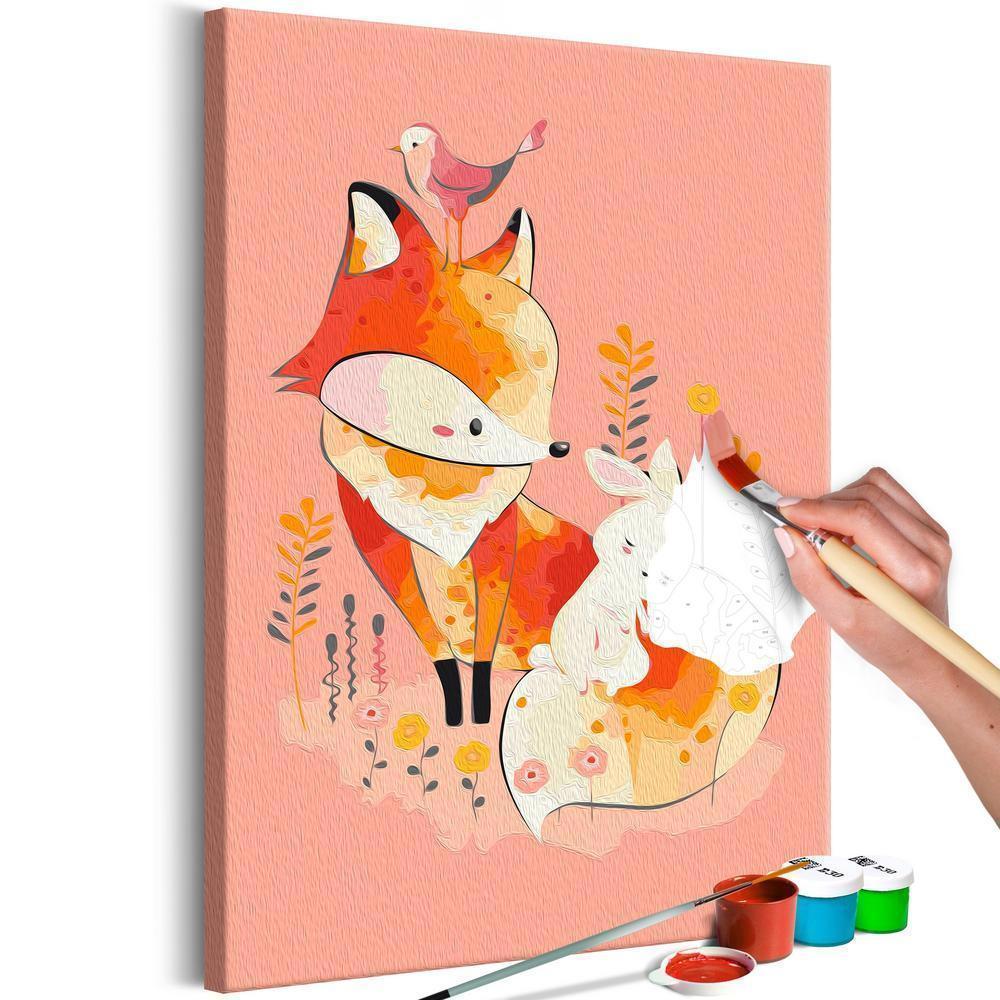 Start learning Painting - Paint By Numbers Kit - Fox and Rabbit - new hobby
