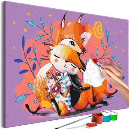 Start learning Painting - Paint By Numbers Kit - Fox Family - new hobby