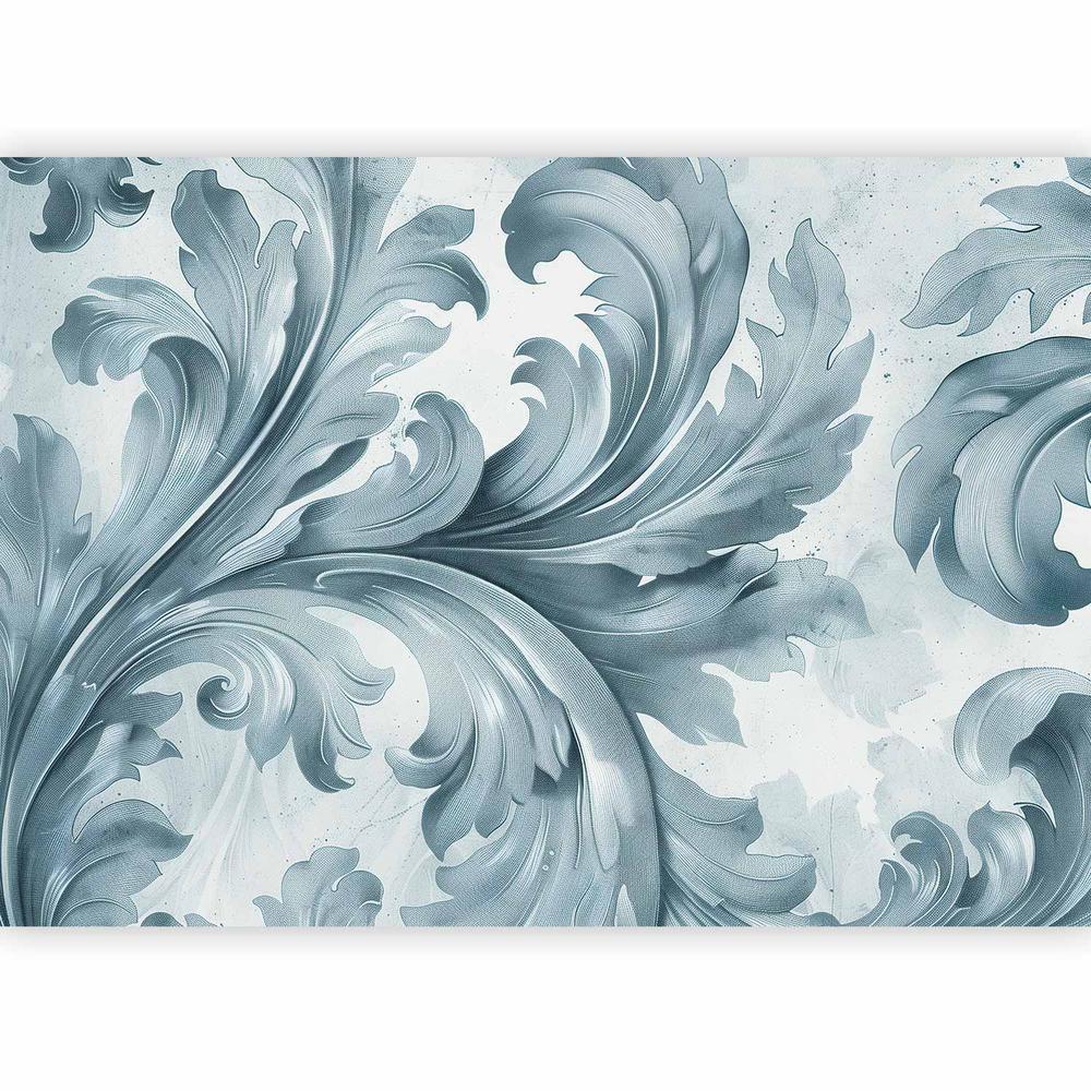 Wall Mural - Stone Baroque Ornaments in Light Shades of Gray-Blue