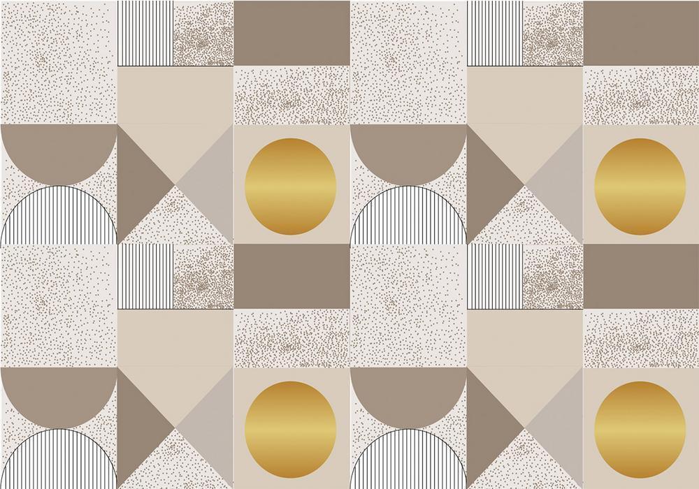 Wall Mural - Beige and Gold Geometric Pattern