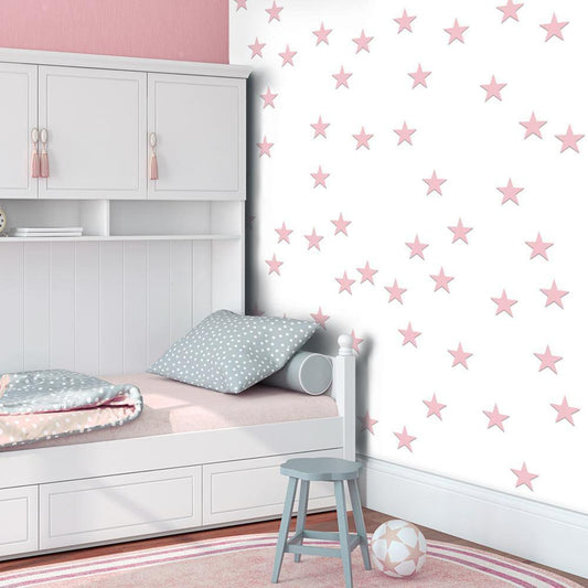 Classic Wallpaper made with non woven fabric - Wallpaper - Pink Stars - ArtfulPrivacy