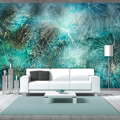 Wall Mural - Turquoise Vegetation-Wall Murals-ArtfulPrivacy