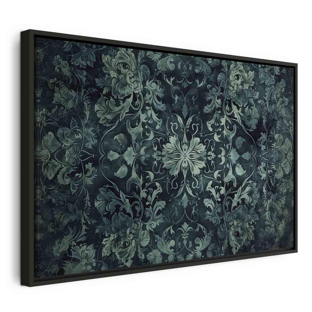 Canvas Print - Oriental Pattern Carpet: Emerald Ornaments and Worn Patterns