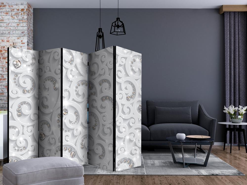 Room Divider - Abstract Glamor II- A 5 Panel Folding Screen For Living rooms, bedrooms or home office, decorative folding screen made with wood and canvas