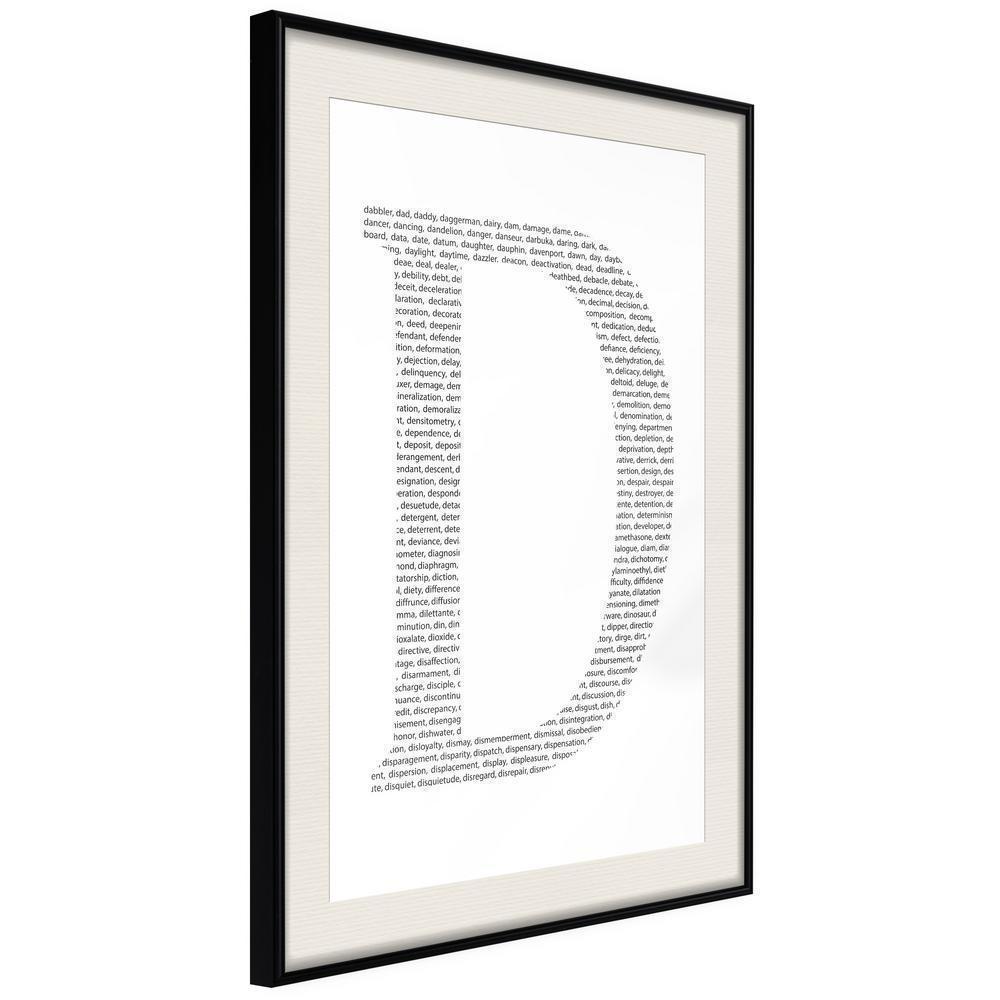 Typography Framed Art Print - Capital D-artwork for wall with acrylic glass protection