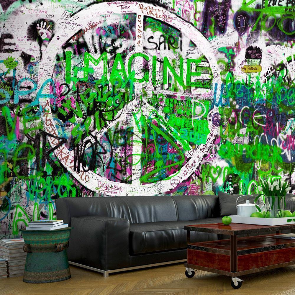 Wall Mural - Green Graffiti-Wall Murals-ArtfulPrivacy