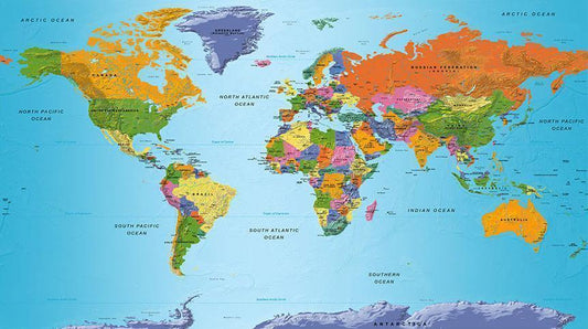 Wall Mural - World Map: Colourful Geography II-Wall Murals-ArtfulPrivacy