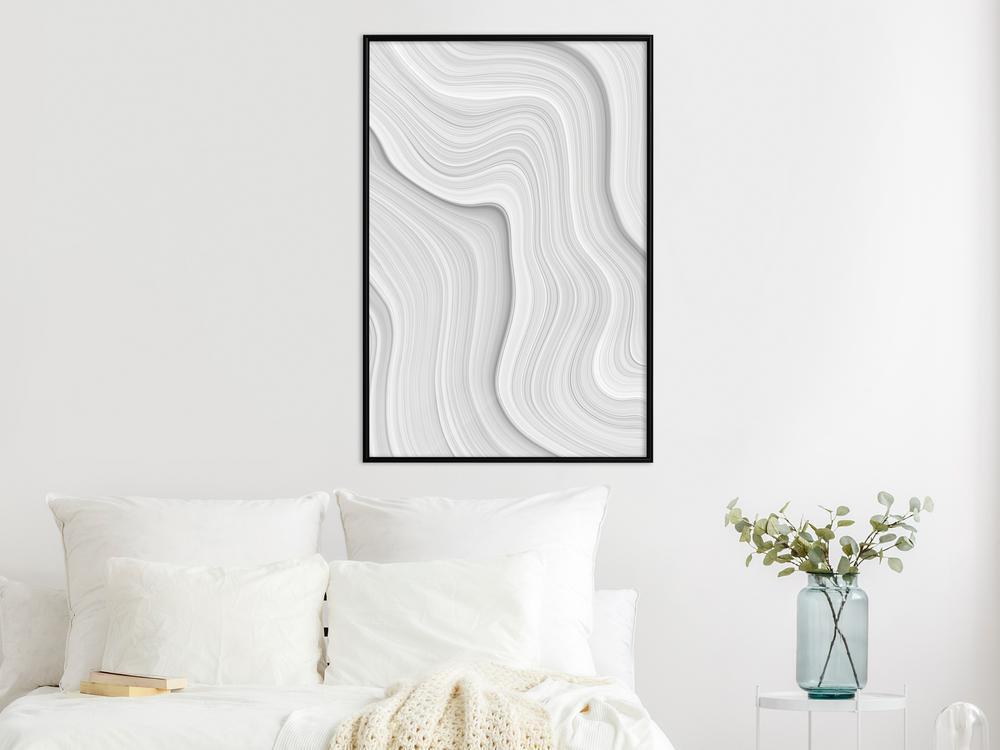 Winter Design Framed Artwork - Snow Contour Lines-artwork for wall with acrylic glass protection