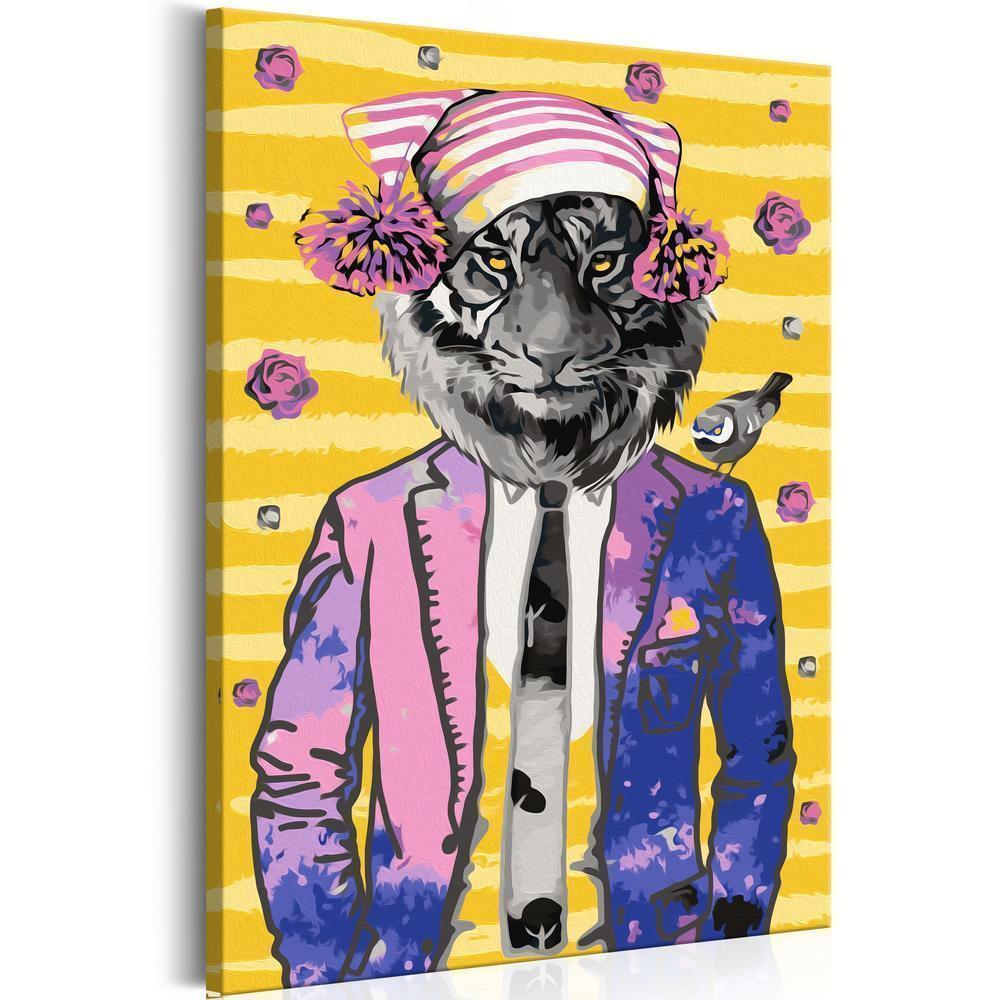 Start learning Painting - Paint By Numbers Kit - Tiger in Hat - new hobby