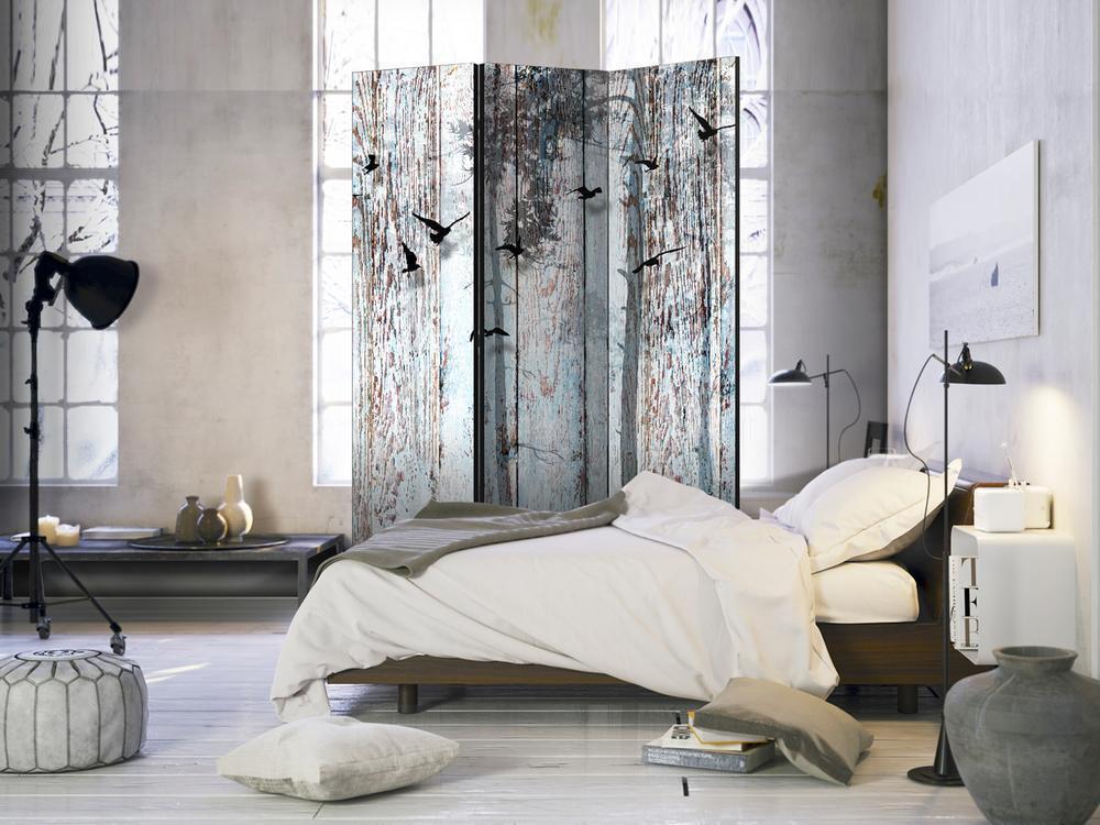 Decorative partition-Room Divider - Rustic Boards-Folding Screen Wall Panel by ArtfulPrivacy