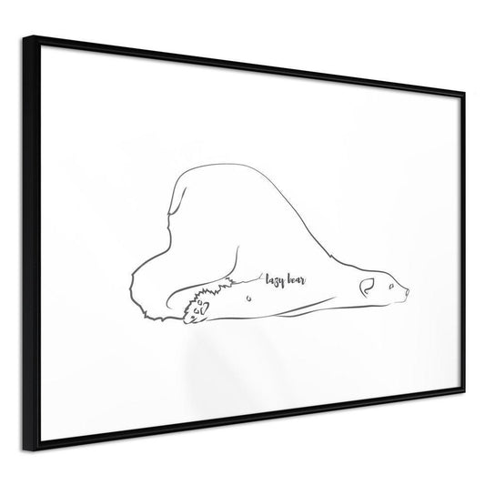Black and White Framed Poster - Resting Polar Bear-artwork for wall with acrylic glass protection