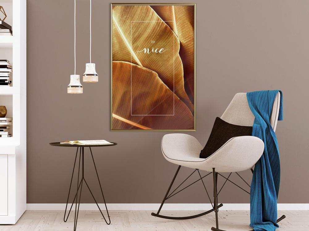 Autumn Framed Poster - Banana Leaves with a Message (Sepia)-artwork for wall with acrylic glass protection