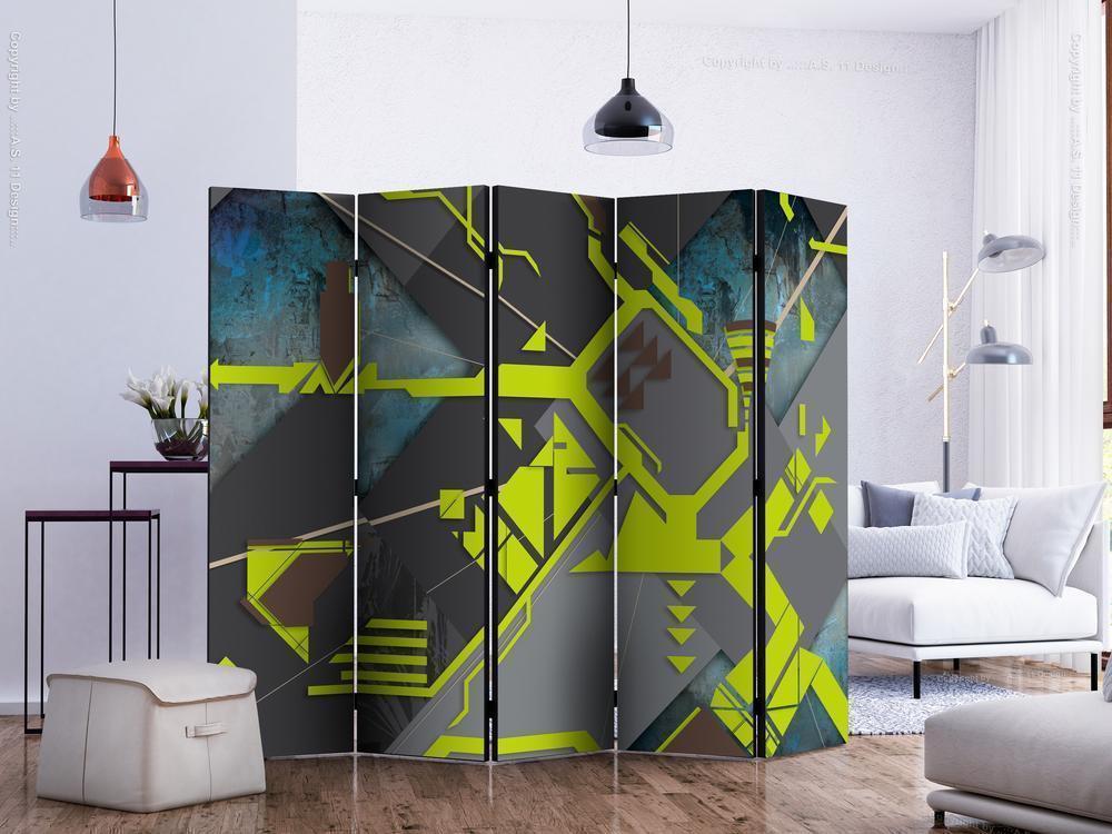 Decorative partition-Room Divider - Dynamic paths II-Folding Screen Wall Panel by ArtfulPrivacy