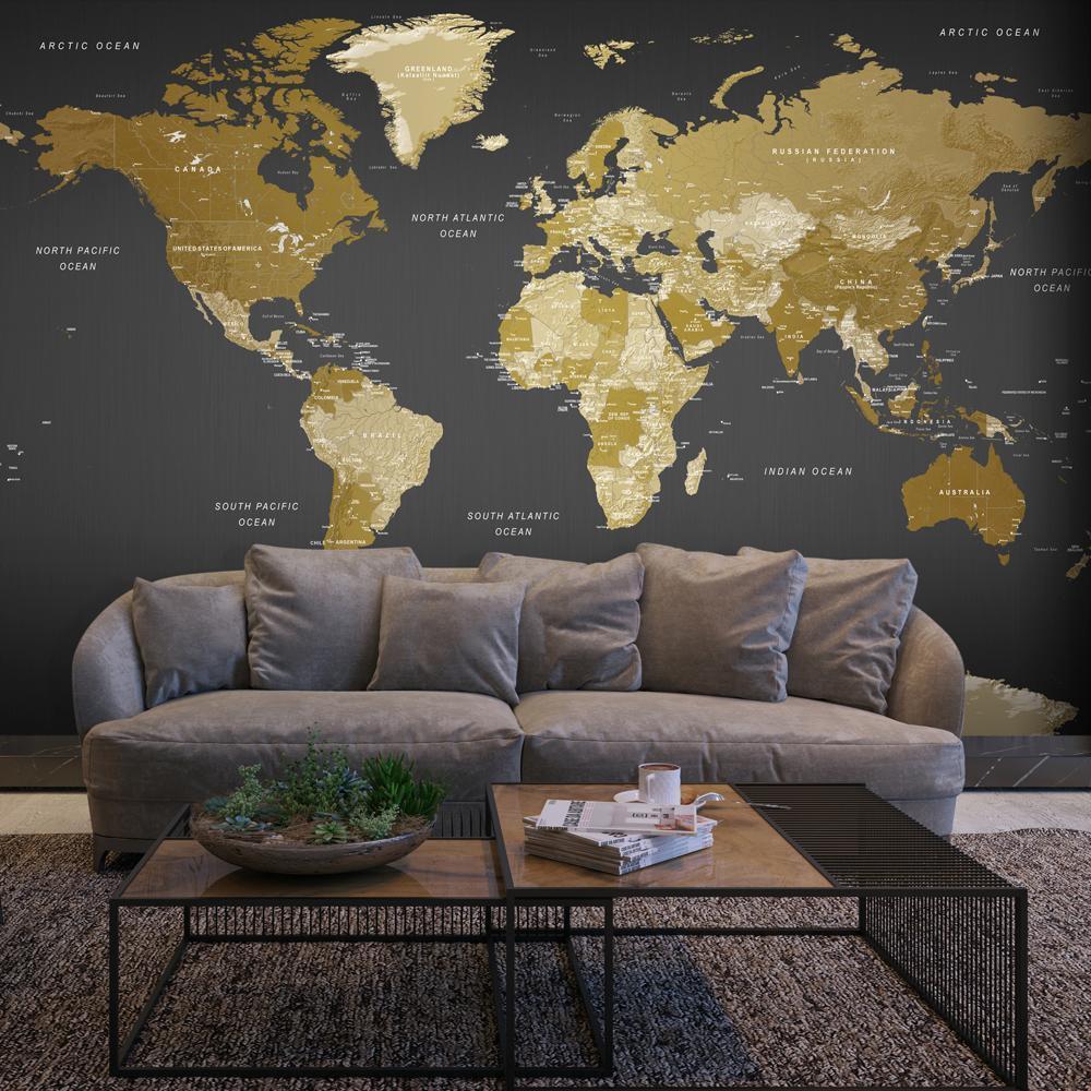 Wall Mural - World Map: Modern Geography-Wall Murals-ArtfulPrivacy