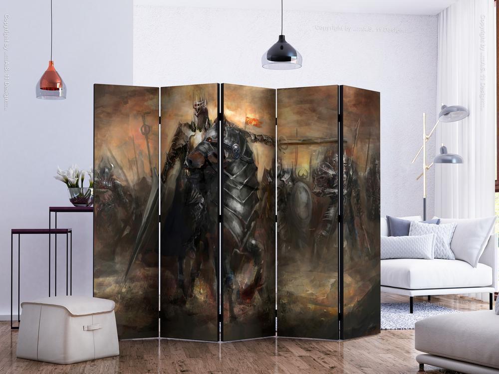 Decorative partition-Room Divider - Dragon castle II-Folding Screen Wall Panel by ArtfulPrivacy