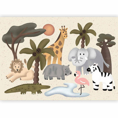 Wall Mural - Children's Africa - Animals With Simple Shapes