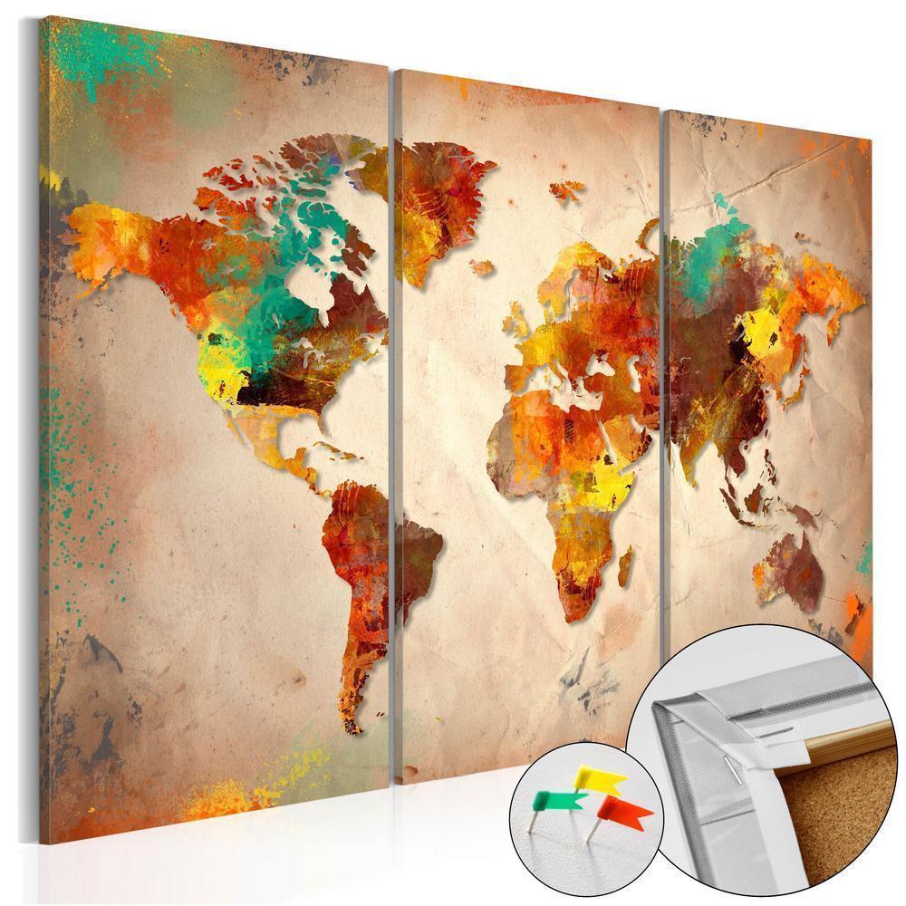 Cork board Canvas with design - Decorative Pinboard - Painted World-ArtfulPrivacy