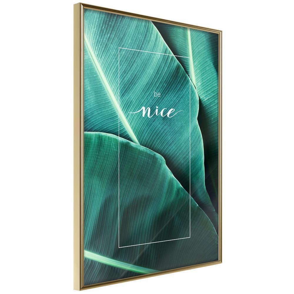 Botanical Wall Art - Banana Leaves with a Message (Green)-artwork for wall with acrylic glass protection