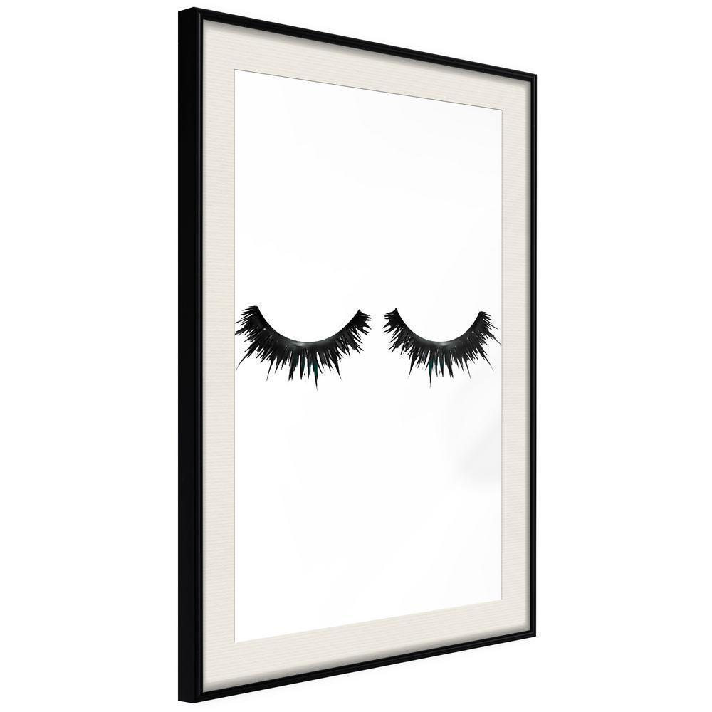 Black and White Framed Poster - False Eyelashes-artwork for wall with acrylic glass protection