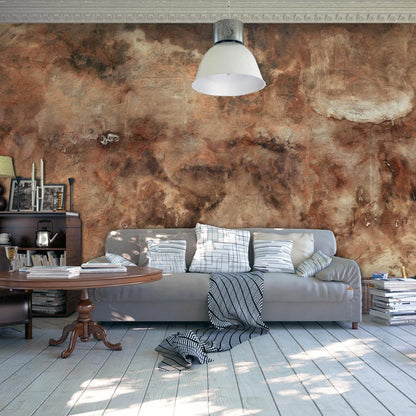 Wall Mural - Time of darkness - composition in pattern of wet concrete in brown tones-Wall Murals-ArtfulPrivacy