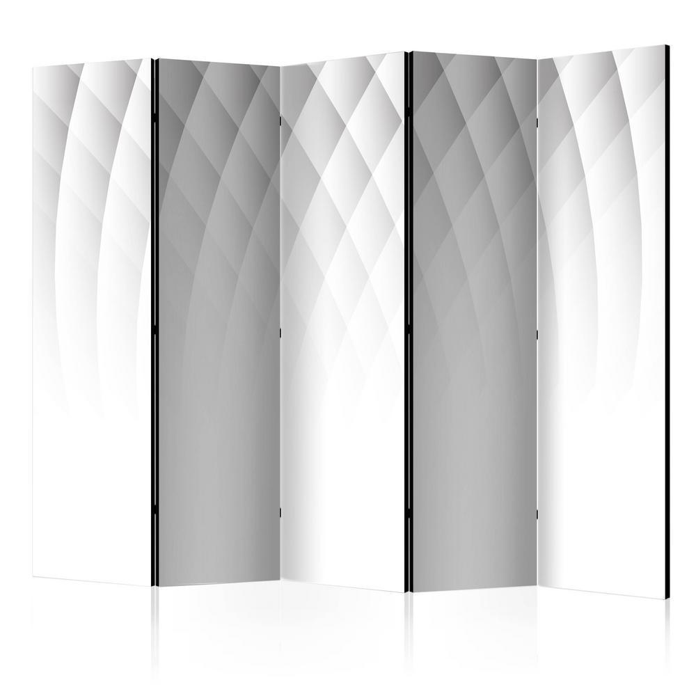 Room Divider - Structure of Light II- A 5 Panel Folding Screen For Living rooms, bedrooms or home office, decorative folding screen made with wood and canvas