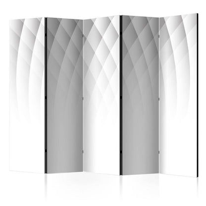 Room Divider - Structure of Light II- A 5 Panel Folding Screen For Living rooms, bedrooms or home office, decorative folding screen made with wood and canvas