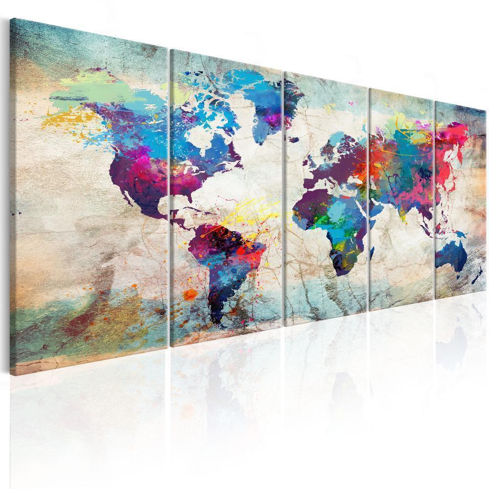 Canvas Print - World Map: Cracked Wall-ArtfulPrivacy-Wall Art Collection