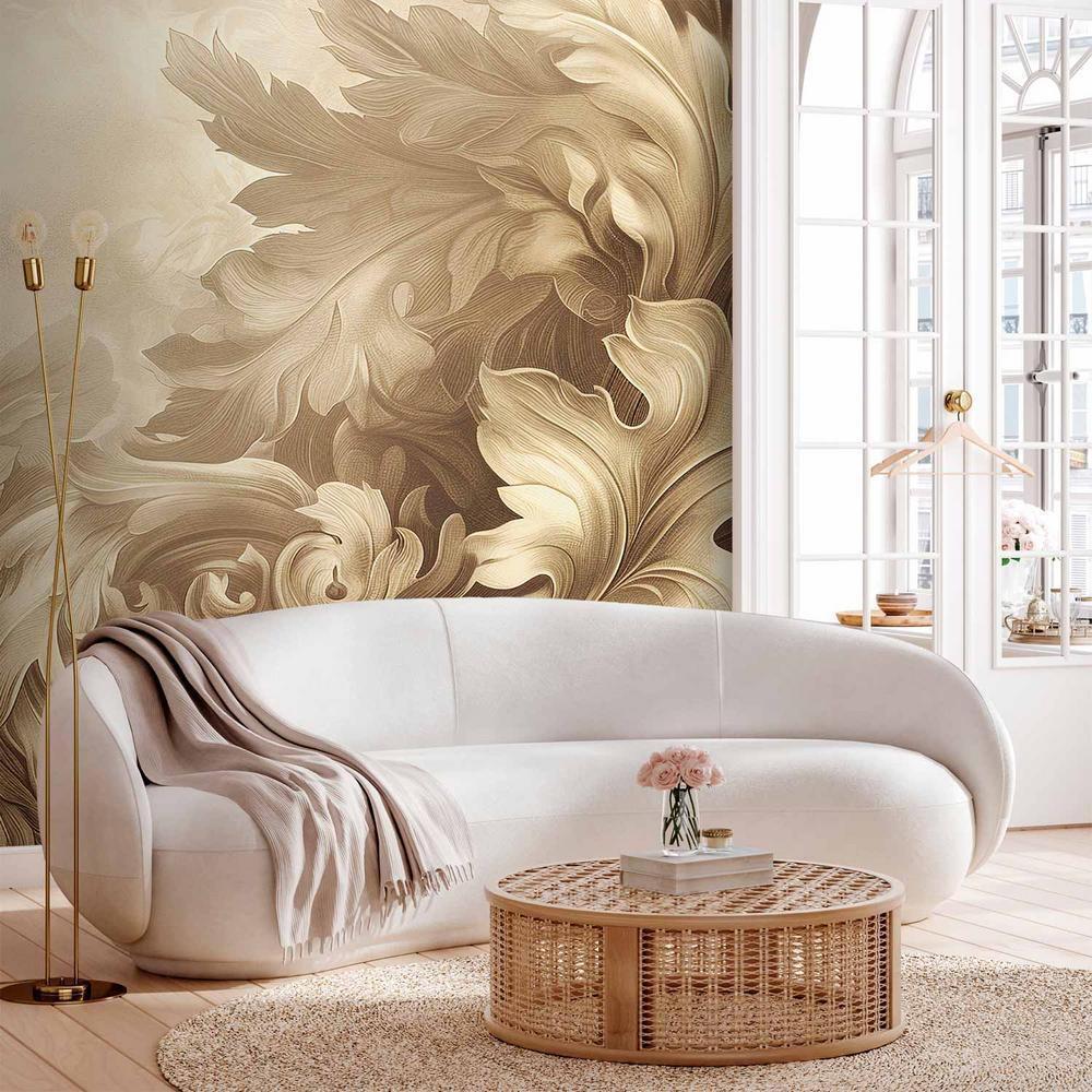 Wall Mural - Carved Baroque Ornaments: Rich Composition in Sepia Colors