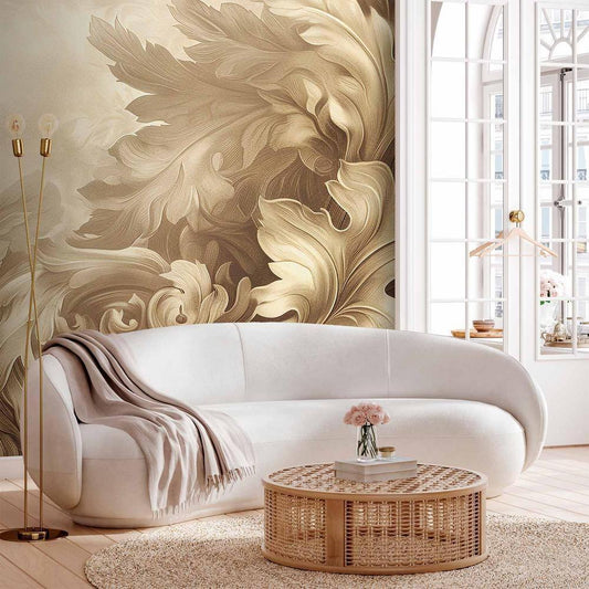 Wall Mural - Carved Baroque Ornaments: Rich Composition in Sepia Colors