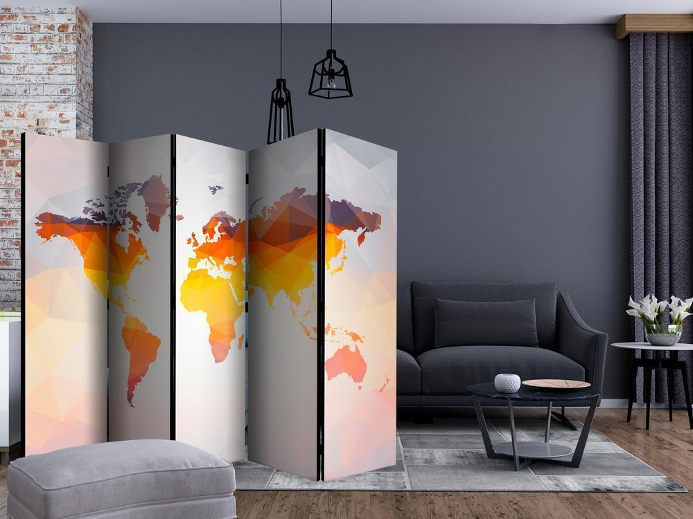 Room Divider - Rusty II- A 5 Panel Folding Screen For Living rooms, bedrooms or home office, decorative folding screen made with wood and canvas