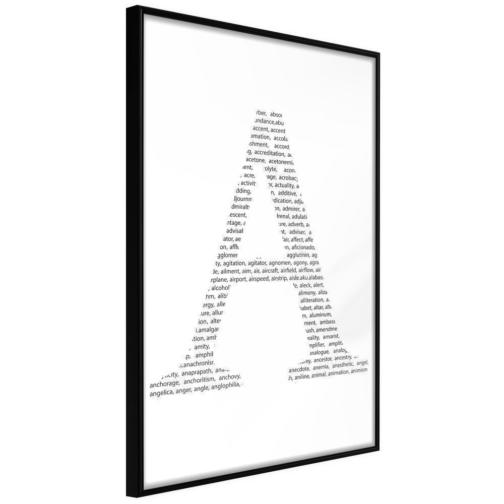 Typography Framed Art Print - Capital A-artwork for wall with acrylic glass protection