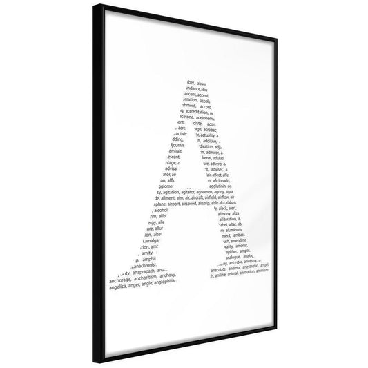 Typography Framed Art Print - Capital A-artwork for wall with acrylic glass protection