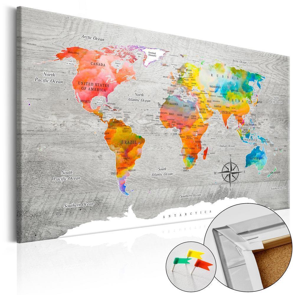 Cork board Canvas with design - Decorative Pinboard - Multicolored Travels-ArtfulPrivacy