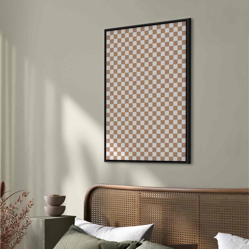 Canvas Print - Checkerboard Pattern - Brown-White Grid with a Subtle Noise