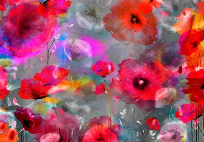 Wall Mural - Painted Poppies-Wall Murals-ArtfulPrivacy