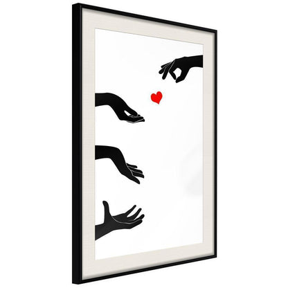 Black and White Framed Poster - Playing With Love-artwork for wall with acrylic glass protection