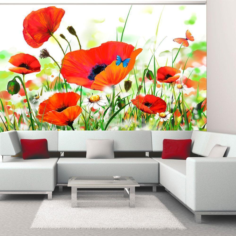 Wall Mural - Country poppies-Wall Murals-ArtfulPrivacy