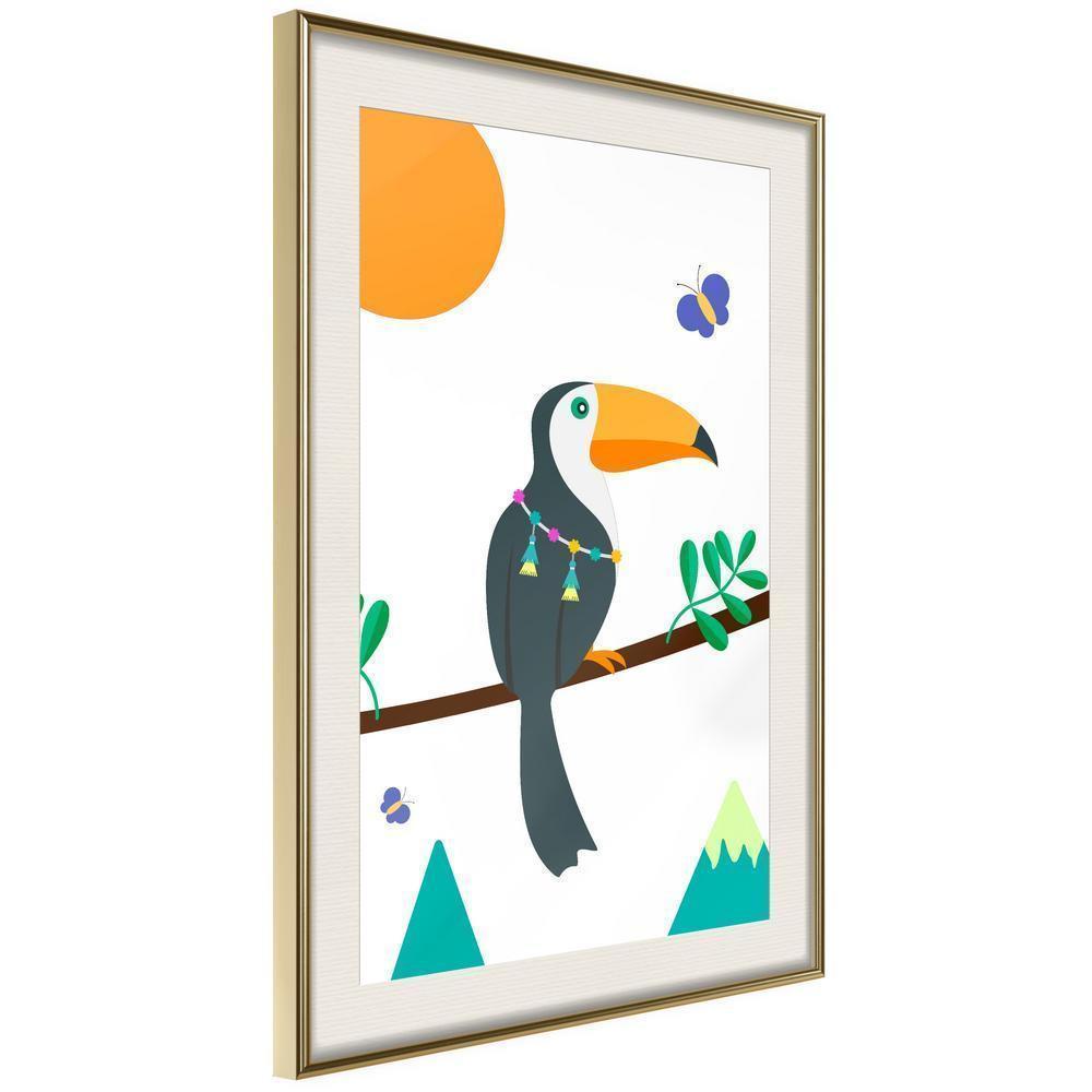 Nursery Room Wall Frame - Fairy-Tale Toucan-artwork for wall with acrylic glass protection