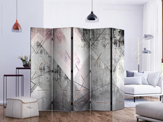 Decorative partition-Room Divider - Triangular Perspective II-Folding Screen Wall Panel by ArtfulPrivacy