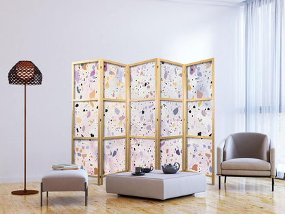 Japanese Room Divider - Confetti-Style Terrazzo - Purple-Pink - Colorful Pattern