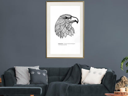 Black and white Wall Frame - Symbol of Freedom-artwork for wall with acrylic glass protection