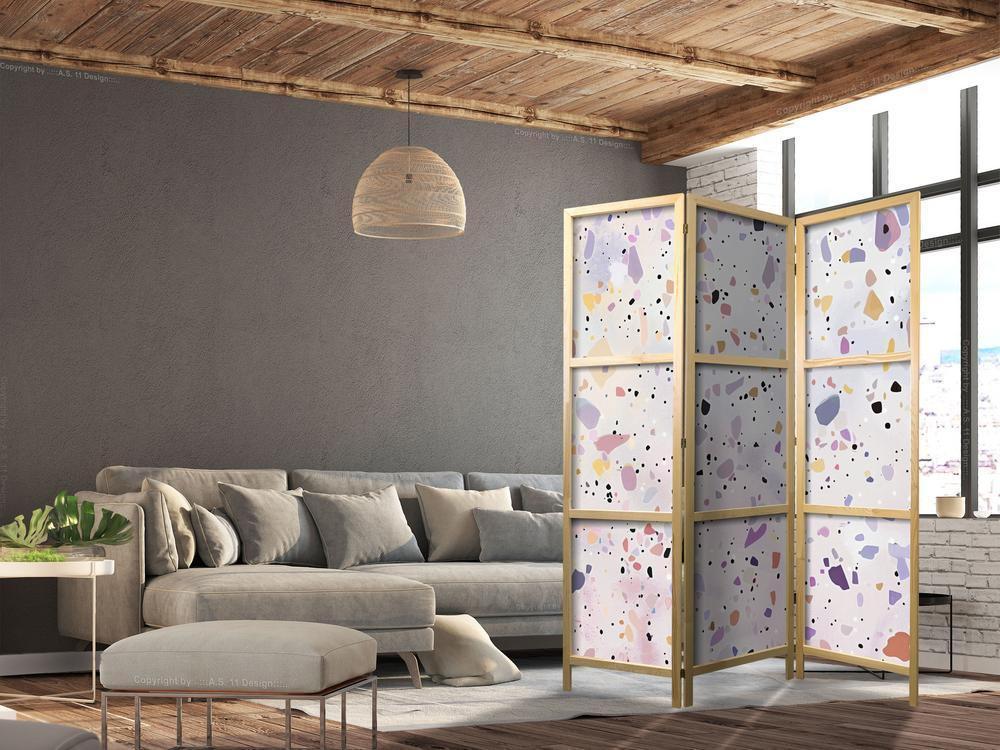 Japanese Room Divider - Confetti-Style Terrazzo - Purple-Pink - Colorful Pattern