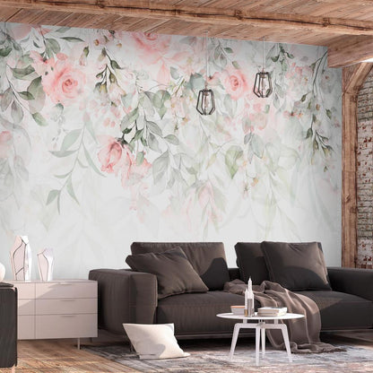 Wall Mural - Waterfall of Roses - First Variant-Wall Murals-ArtfulPrivacy