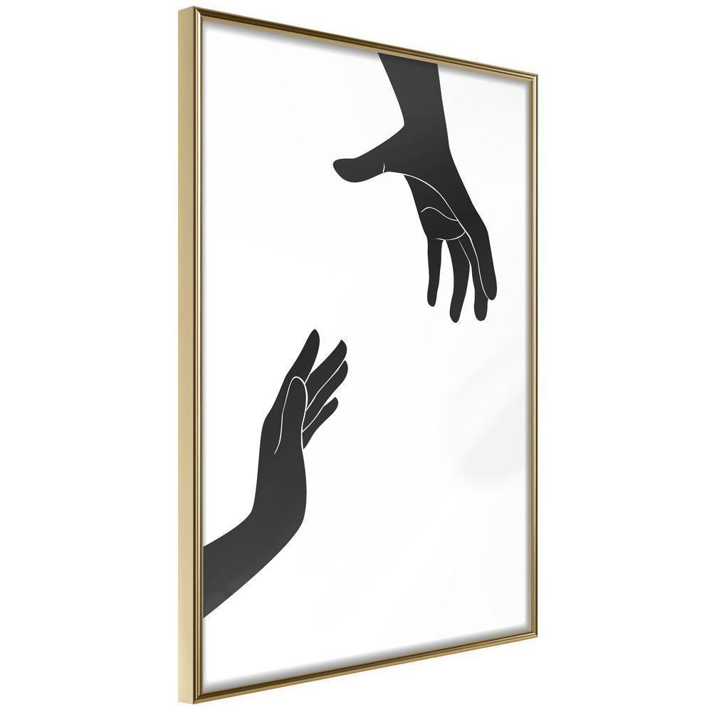 Black and White Framed Poster - Language of Gestures II-artwork for wall with acrylic glass protection