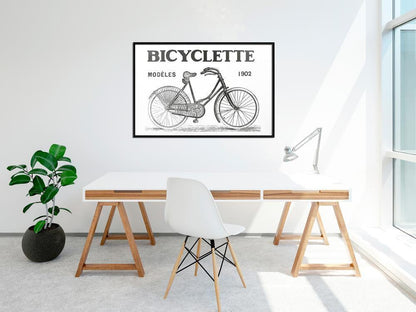 Black and White Framed Poster - Bicyclette-artwork for wall with acrylic glass protection