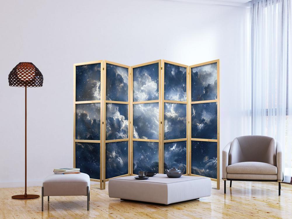 Japanese Room Divider - Astronomical Wonders: Clouds and Stars in Harmonious Combination