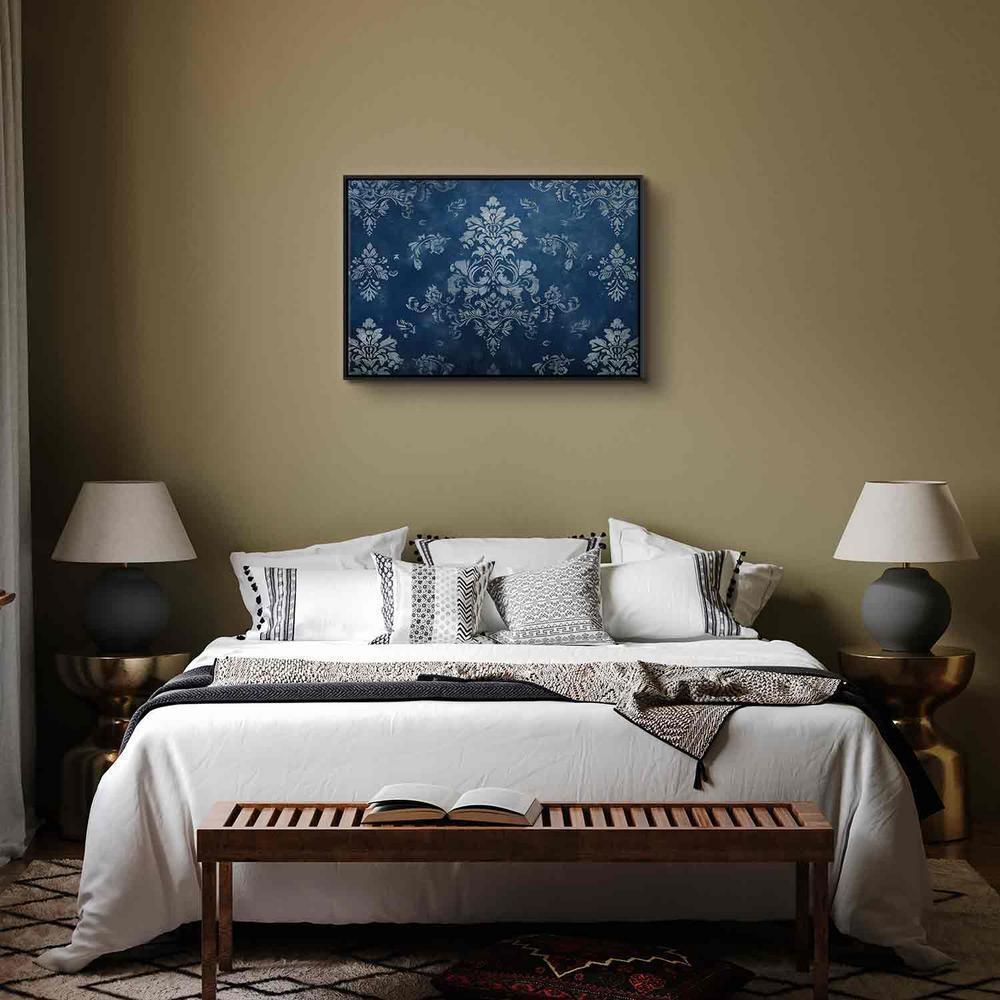 Canvas Print - Retro Ornament Decorative Motif in Worn Blues