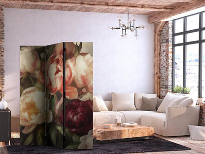 Room Divider - Blooming Peonies - Charismatic Flowers Bathed in Sunlight