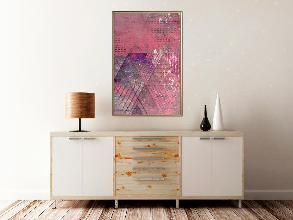 Abstract Poster Frame - Pink Patchwork III-artwork for wall with acrylic glass protection